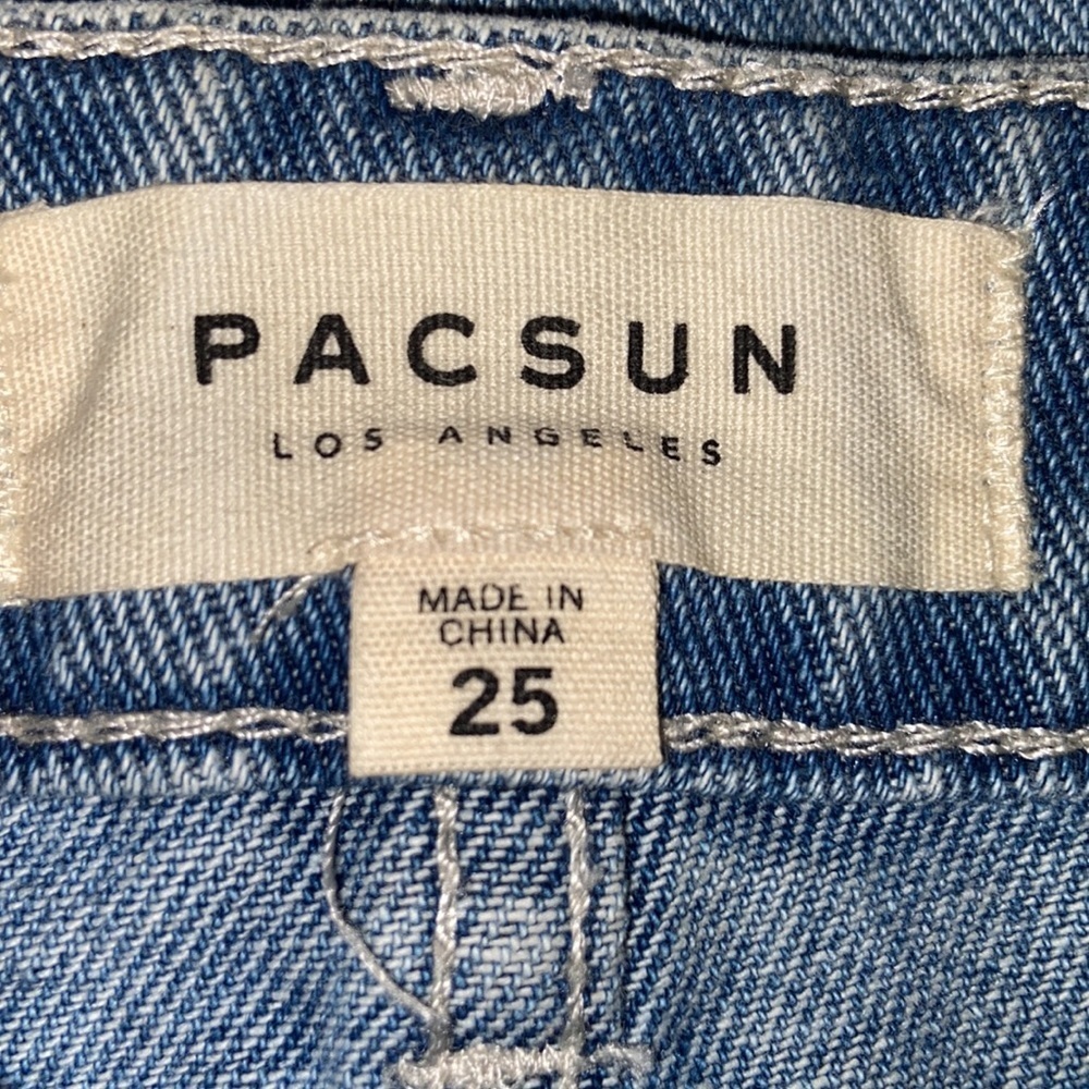 PacSun Light Wash Raw Edge Denim Mini Skirt Casual Summer Y2K Style 4763 - Picture 5 of 8